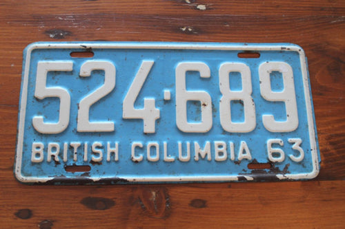 1963 British Columbia License Plate