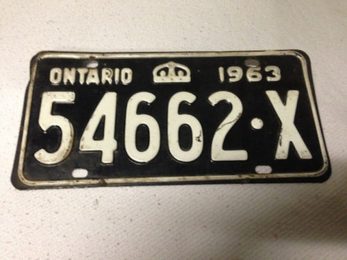 1963 Ontario License Plate